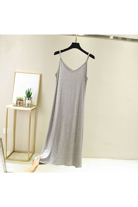 Sleeveless Womens Moomoo Nightgowns Lightweight Cotton Babydoll Sleep Dress Solid Short Ladies Nightgown L