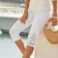 thumbnail image 1 of Sakmal Slim Leg Capris Pants for Women Lightweight Stretchy White High Waisted Lace Cropped Capris, 1 of 6