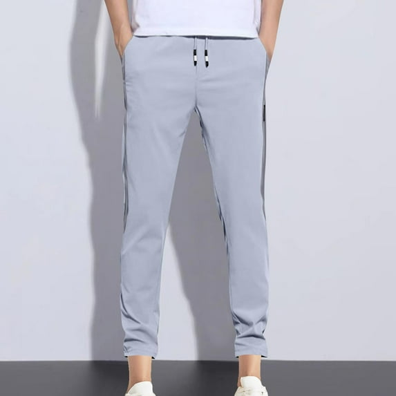 Sakmal Slim Straight Leg Men's and Big Men's Sweatpants Open Bottom Stretchy Pants Gray Hiking Outdoor Activity Mens Sweatpants M