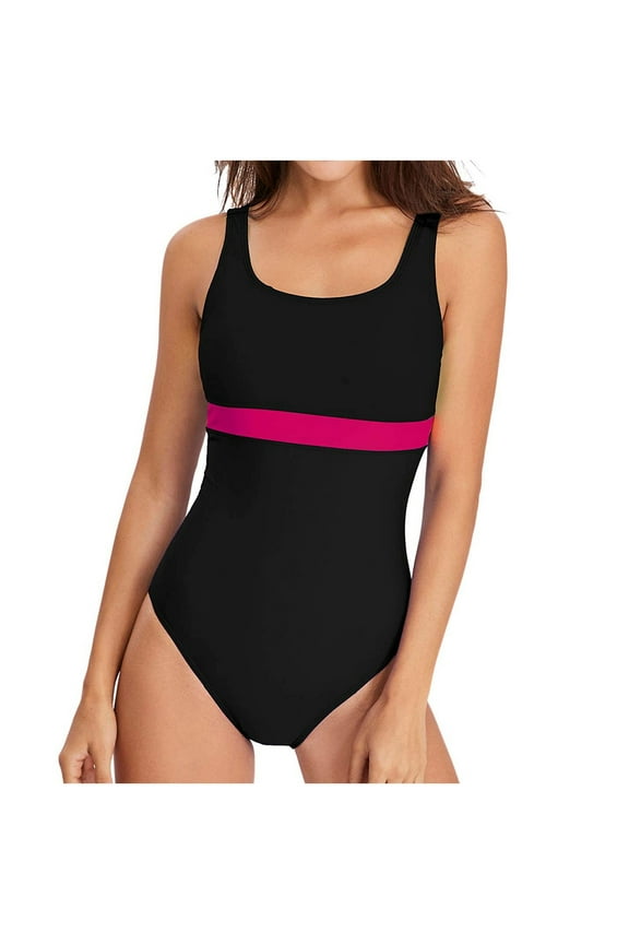 Slimming Swimsuits for Women 2025 Tummy Control One Piece Pink Swimwear Patchwork Modest Swimsuits