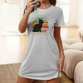 thumbnail image 1 of Sakmal Soft Moomoo Nightgowns for Women Playful Gray Plus Size Pajama Sleep Dress Short Crew Neck Cat Print Short Sleeve Nightgowns S-2XL, 1 of 7