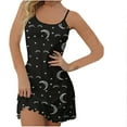 thumbnail image 1 of Sakmal Soft Moomoo Sleep Dress for Women Black Short Plus Size House Dress Sleeveless Print Chemises for Women, 1 of 4