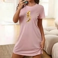 thumbnail image 1 of Sakmal Soft Moomoos for Women Sleep Loose Stretchy Pink Nightwear Graphic Short Crew Neck Short Sleeve Nightgowns S-2XL, 1 of 7