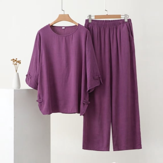 Sakmal Soft Plus Size Pajamas for Women Set 2pc Lounge Long Sleeve Top and Pants Loose Fit with Pockets Round Neck Solid Comfy Womens Loungewear Set 3XL-5XL