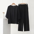 thumbnail image 1 of Sakmal Soft Women Pajama Sets 2pc Black Lounge Long Sleeve Top and Pants Round Neck Loose Fit with Pockets Comfy Sleepwear for Women 3XL-5XL, 1 of 5