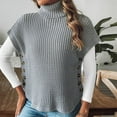 thumbnail image 1 of Sakmal Soft Women Sweaters for Fall Short Cap Sleeve Pullover Tops High Neck Trendy Gray Sweaters for Women, 1 of 8