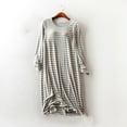 thumbnail image 1 of Sakmal Soft Womens Nightgown Cotton Plus Size Gray Long Sleepshirt Striped Long Sleeve Nightgowns for Women, 1 of 7