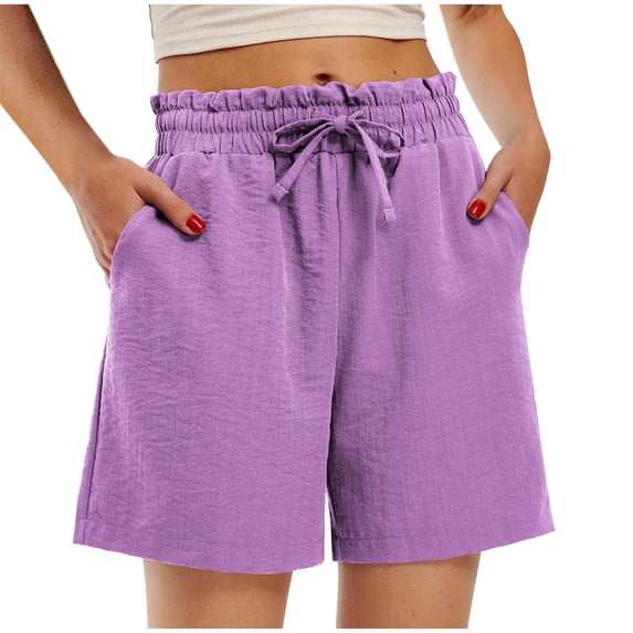 Sakmal Women's High Waisted Wide Leg Solid Shorts with Pockets