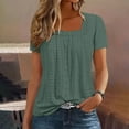 thumbnail image 1 of Sakmal Solid Spring Blouses for Women 2025 Short Sleeve Square Neckline Shirts Green Blouses Womens Workout Tops, 1 of 6