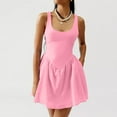 thumbnail image 1 of Sakmal Solid Summer Dresses Pleated Sports Comfort Fit Pink Sleeveless Mid-Length Slip Dress, 1 of 9