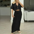 thumbnail image 1 of Sakmal Solid Summer Dresses for Women Sexy Cutout Short Sleeve Comfort Fit Black Long Sundress, 1 of 5