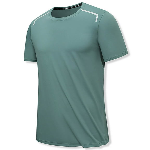Sakmal Solid T-Shirts for Man Crew Neck Green Short Sleeve Blouse Summer Daily Tops