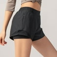 thumbnail image 1 of Sakmal Spandex Shorts Women Black Quick Dry Running Mid Rise Solid Athletic Shorts with Zip Pockets, 1 of 5