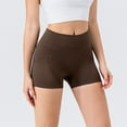 thumbnail image 1 of Sakmal Spandex Shorts Women Gym Running Brown Workout Mid Rise 4" Quick Dry Athletic Shorts with Pockets, 1 of 6