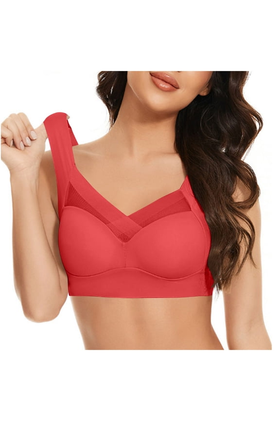 Sports Bras Plus Size Wireless Solid Yoga Compression Red Ladies Sports Bras L