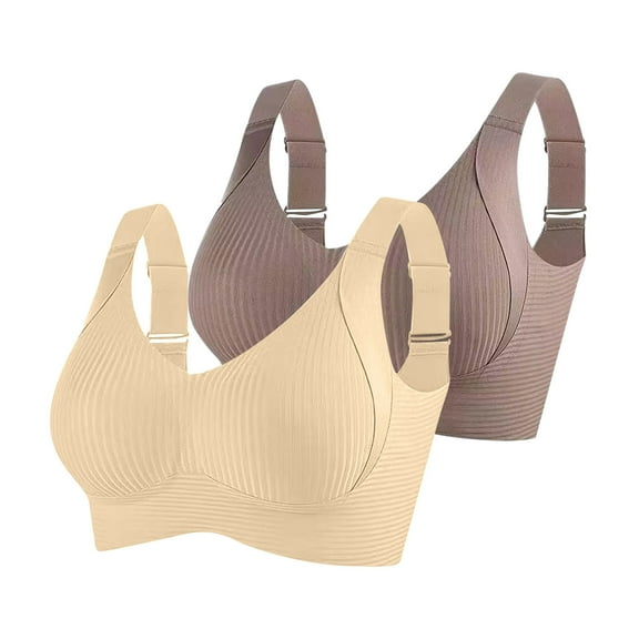 Sakmal Sports Bras for Women Seamless Running Ladies Sports Bras 3X,2-Pack