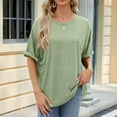 thumbnail image 1 of Sakmal Spring Tops for Women 2024 Short Sleeve Green Solid Crew Neck Tunic Womens T Shirts, 1 of 7