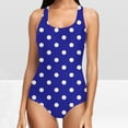 thumbnail image 1 of Sakmal Square Neck Bathing Suits for Women Tummy Control Slimming Blue One Piece Swimsuit Polka Dot Swimwear, 1 of 6