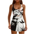 thumbnail image 1 of Sakmal Square Neck Casual Rompers for Women Racerback Sleeveless Swim Black Short Jumpsuits Floral Rompers, 1 of 4