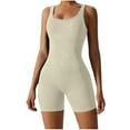 thumbnail image 1 of Sakmal Square Neck Casual Rompers for Women Workout White Sleeveless Athletic Short Jumpsuits Ribbed Rompers, 1 of 5