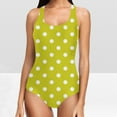 thumbnail image 1 of Sakmal Square Neck Swimsuit Women One Piece Slimming Yellow Tummy Control Swimsuits Polka Dot Swimwear, 1 of 6