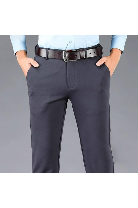 Straight Leg Khaki Pants Men Cooling High Waisted Trousers Slacks Gray Mens Chino Pants