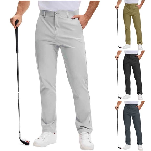 Sakmal Straight Leg Khaki Pants for Men Big and Tall Golf Regular Lightweight Black Chino Pants for Men L