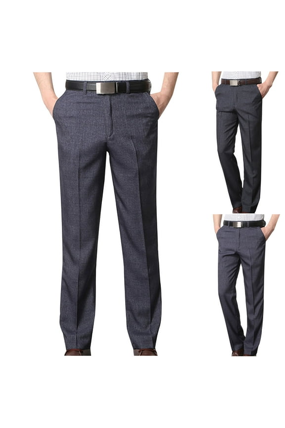 Straight Leg Khaki Pants for Men Cotton Big and Tall Trousers Slacks Gray Relaxed Fit Chino Pants Men L