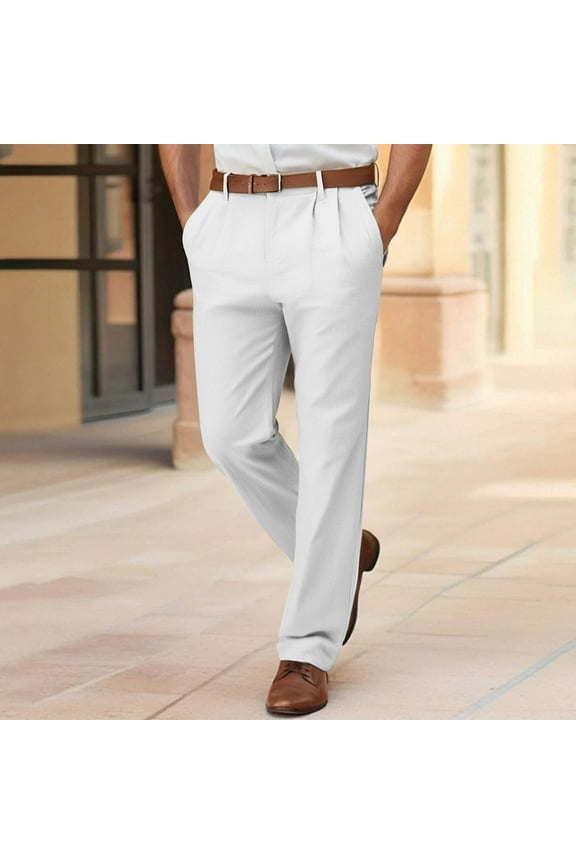 Straight Leg Khaki Pants for Men Dress Regular White Stretch Chino Pants for Men S