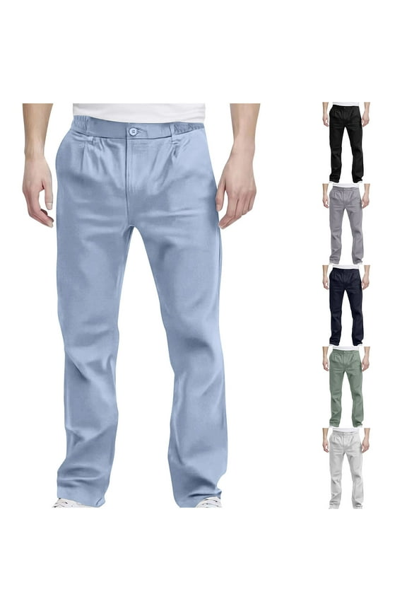 Straight Leg Khaki Pants for Men Dress Trousers Slacks Green Relaxed Fit Chino Pants Men L