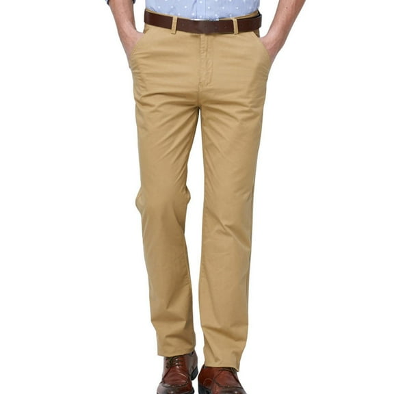 Sakmal Straight Leg Mens Khaki Pants High Waisted Trousers Classic Fit Slacks Yellow Men's Chino Pants 3XL