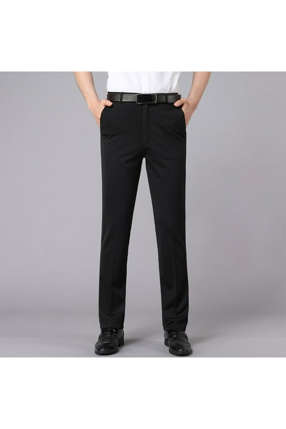 Straight Leg Mens Khaki Pants Work Trousers Business Casual Black Mens Chino Pants