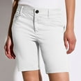 thumbnail image 1 of Sakmal Straight Leg Womens Khaki Shorts Knee Length Plus Size Work Chino White Solid Casual Shorts for Women with Pockets, 1 of 9