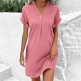 thumbnail image 1 of Sakmal Summer Dresses for Women 2025 Mini Short Sleeve Shift Ribbed Pink Dresses ,Sizes S-2XL, 1 of 9
