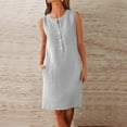 thumbnail image 1 of Sakmal Summer Dresses for Women 2025 Shirt Dress Sleeveless Midi Gray Dresses ,Sizes S-2XL, 1 of 5