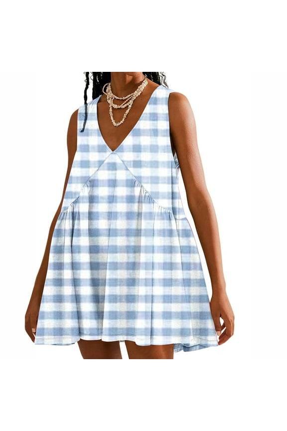 Summer Dresses for Women Under $10 Basic Graphic White Sleeveless Comfort Fit Mid-Length Slip Dress