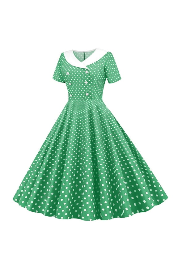 Summer Dresses for Women Long T Shirt Cute Green Dress Polka Dot Evening Dresses for Women