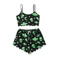 thumbnail image 1 of Sakmal Summer Pajamas for Women Set Sleeveless Shorts and Tank Halloween Cute Lounge Set Alien Print Crew Neck Pjs Sets for Women, 1 of 6