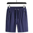 thumbnail image 1 of Sakmal Summer Shorts for Men Blue Sweatpants Solid with Zipper Pants for Men Under$10, 1 of 4