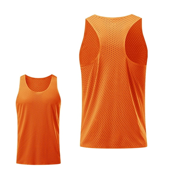 Sakmal Summer Tank Tops for Men Orange Crew Neck Orange Muscle Solid Camisole Lightweight Stringer Breathable Sleeveless Shirts for Men