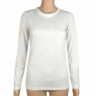 Sakmal Summer Tops for Women White Long Sleeve Solid Crew Neck T-Shirts Shirts for Women