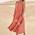 thumbnail image 1 of Sakmal Sundresses for Women 2024 Graphic Loose Fit with Pocket Comfort Fit Orange Sleeveless Maxi Slip Dress, 1 of 9