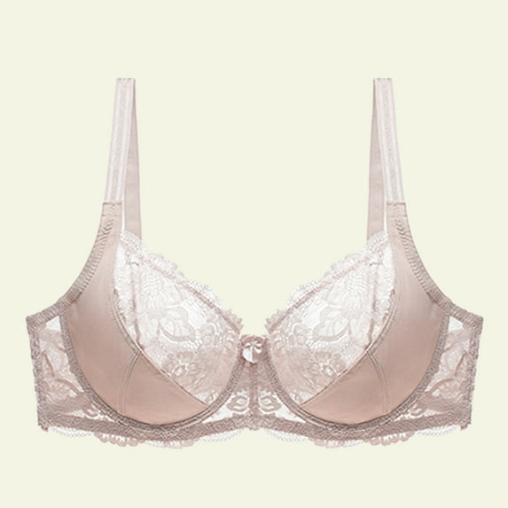 Sakmal Support Womens Bras Lace Yellow Back Smoothing Underwire Scoop Bras for Ladie L