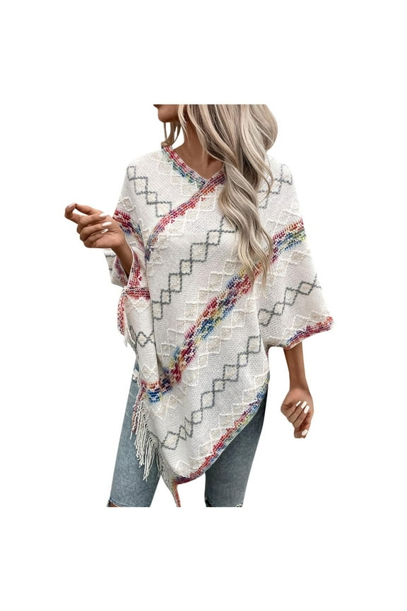 Sweaters for Women 2025 Ugly White Tunic Tops Long Sleeve V Neck Graphic Trendy Sweaters for Women
