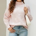 thumbnail image 1 of Sakmal Sweaters for Women Lightweight Pink Pullover Tops Heart Print Casual Long Sleeve Mock Neck Sweaters for Women, 1 of 5