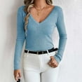 thumbnail image 1 of Sakmal Sweaters for Women Trendy V Neck Fall Blue Plain Knitted Women Sweaters S, 1 of 6