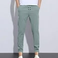 thumbnail image 1 of Sakmal Sweatpants Men Open Bottom Baggy Slim Straight Leg Pants Green with Pockets High Waisted Mens Sweatpants XL, 1 of 5