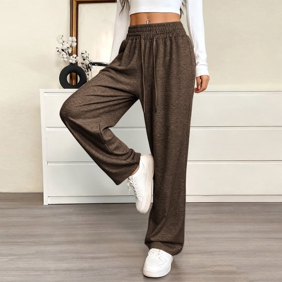 Sakmal Sweatpants Women Wide Leg Lightweight Boyfriend Pants Solid with Pockets Athletic Sweatpants for Women L