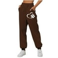 thumbnail image 1 of Sakmal Sweatpants Women's Pants Joggers Elastic Waist High Waisted Dog Paw Brown Pants with Pockets, 1 of 4
