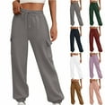 thumbnail image 1 of Sakmal Sweatpants for Women Baggy Cargo Pants 30" Inseam Running Green Solid Sweatpants for Women L, 1 of 6